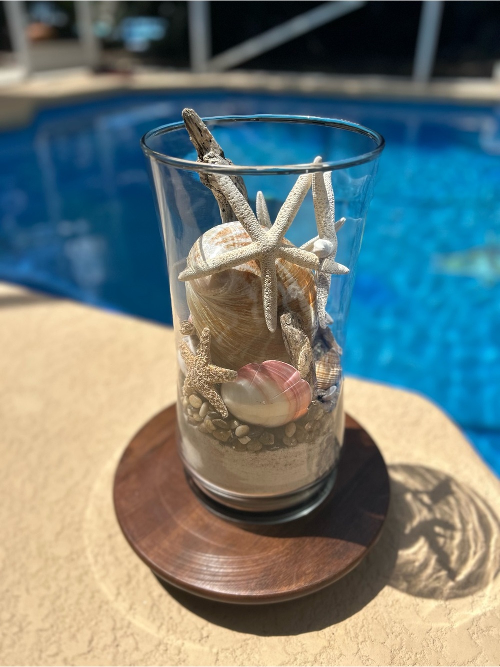 Coastal Starfish & Shell Glass Vase Accent